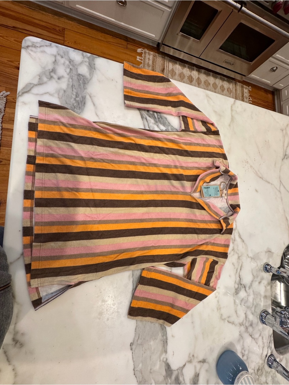 FARM Rio Girls' Striped Short Sleeve Tee - Pink, Orange & Brown